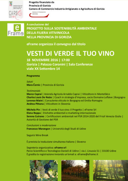 Convegno "Vesti di verde il tuo vino" su vino e sostenibilità